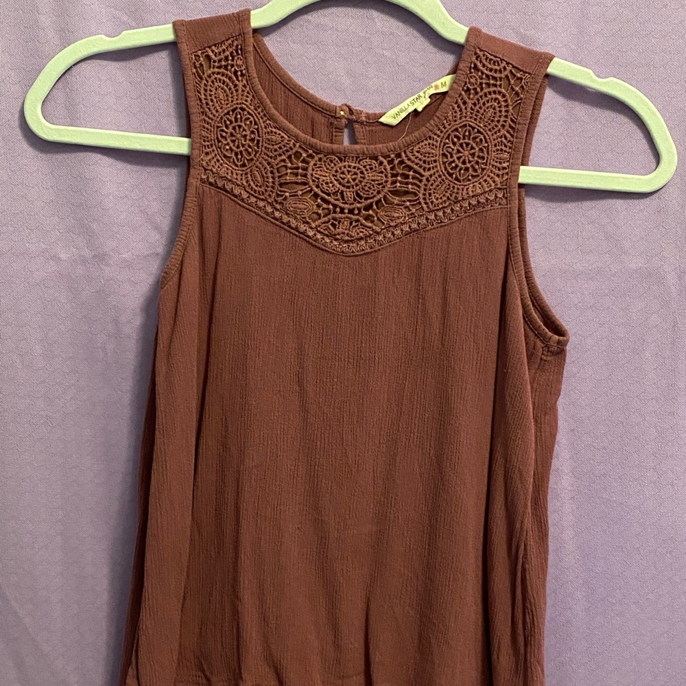 Purple Tank Top with Knit Detail